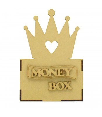 Laser Cut Small Money Box - Crown Design